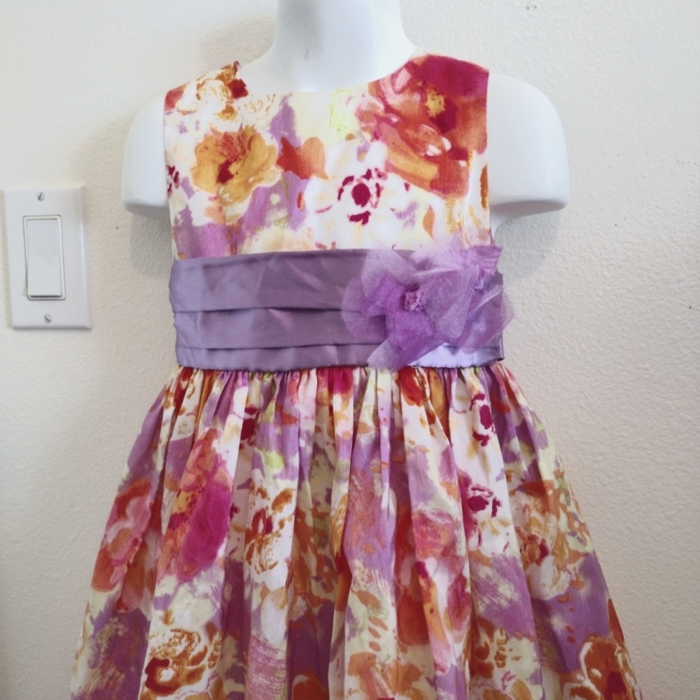 Dorissa Toddler Girls Size 3T Floral Church Dress Fully Lined w/Netting